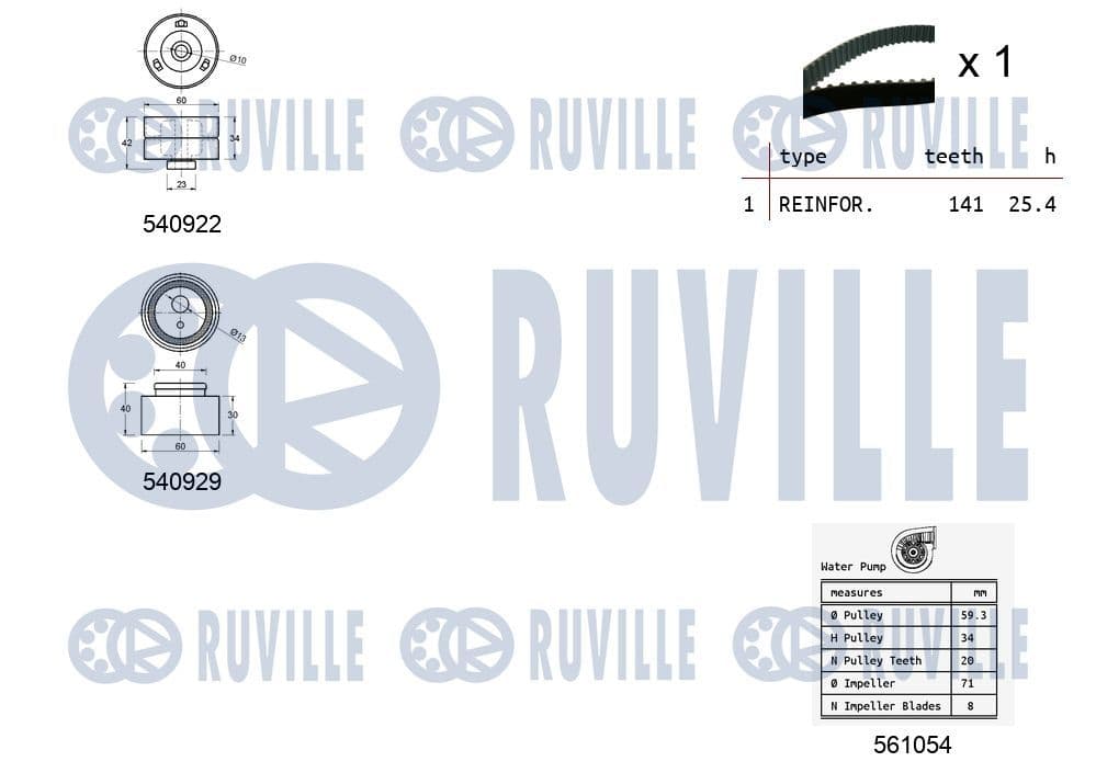 5501341 Ruville Комплект ременя ГРМ + помпа
