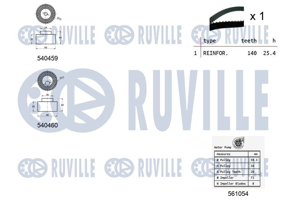 5501122 Ruville Комплект ременя ГРМ + помпа