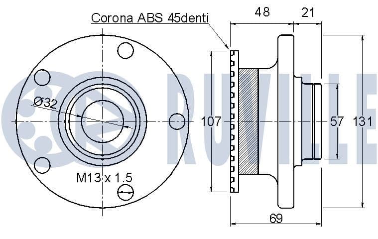 221102 Ruville Комплект ступиці колеса