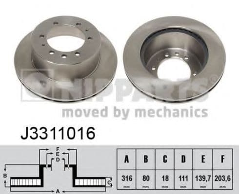J3311016 Nipparts Тормозной диск для Nissan Patrol