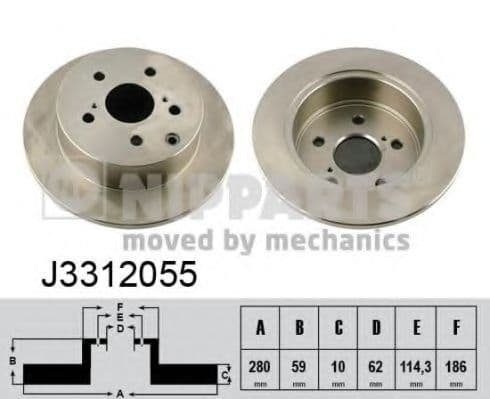 J3312055 Nipparts Тормозной диск для Toyota Avensis