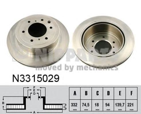 N3315029 Nipparts Тормозной диск для Mitsubishi Pajero