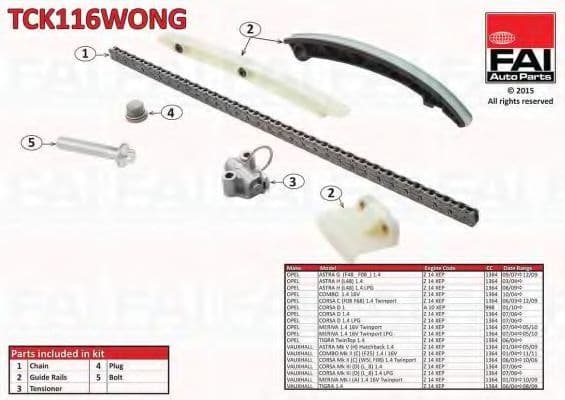 TCK116WONG Fai Комплект ланцюга ГРМ