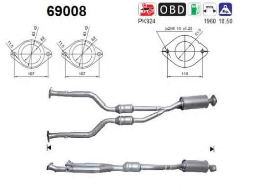 69008 AS Каталізатор для Lexus IS