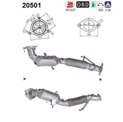 20501 AS Каталізатор для Ford Kuga