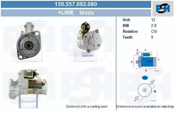 130557092080 CV PSH Стартер для Isuzu D-Max