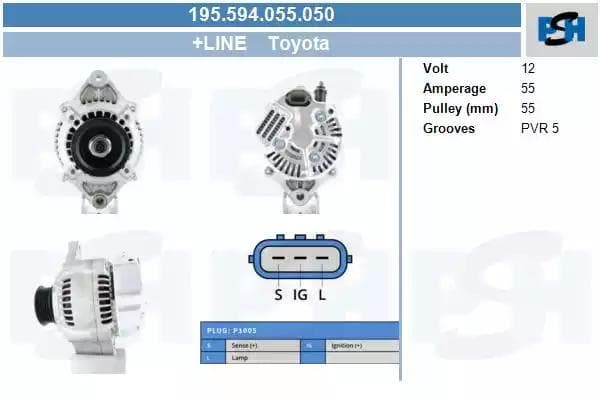 195594055050 CV PSH Генератор для Toyota Hiace