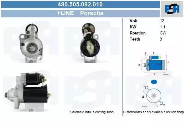 480505092010 CV PSH Стартер для Porsche Boxster
