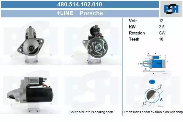 480514102010 CV PSH Стартер для Porsche Panamera