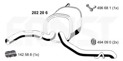202206 Ernst Глушник вихлопних газів кінцевий для Audi A2