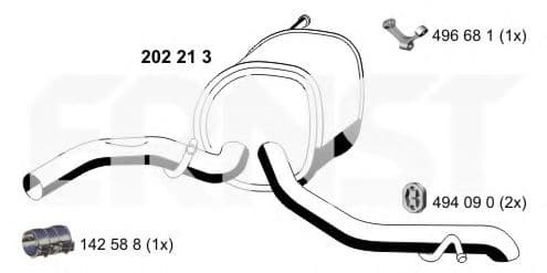 202213 Ernst Глушник вихлопних газів кінцевий для Audi A2