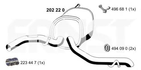 202220 Ernst Глушитель выхлопных газов конечный для Audi A2