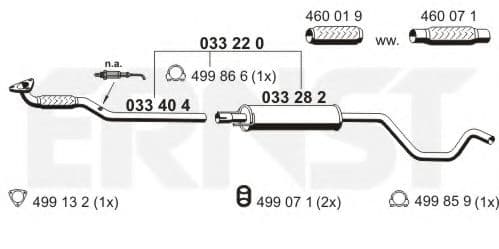 033220 Ernst Середній глушник вихлопних газів для Opel Meriva