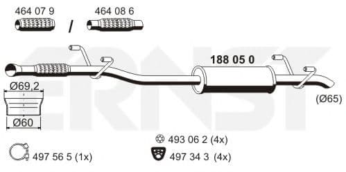 188050 Ernst Середній глушник вихлопних газів для Volkswagen Crafter