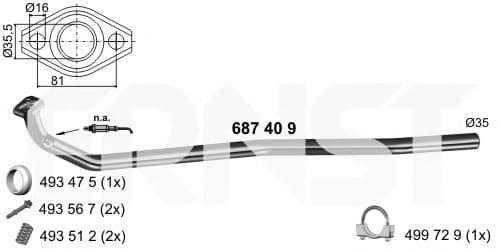 687409 Ernst Приймальна труба для Toyota Yaris