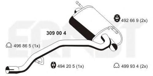 309004 Ernst Глушитель выхлопных газов конечный для Ford Kuga