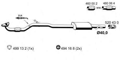 055154 Ernst Середній глушник вихлопних газів для Opel Agila