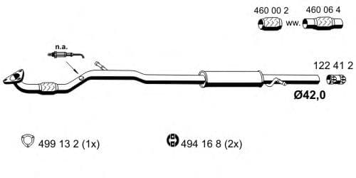055178 Ernst Середній глушник вихлопних газів для Opel Agila