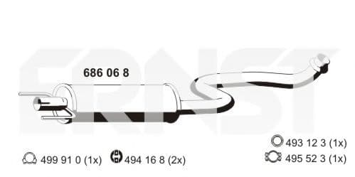 686068 Ernst Середній глушник вихлопних газів для Toyota Yaris