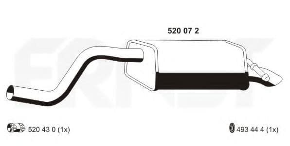 520072 Ernst Глушник вихлопних газів кінцевий для Renault Twingo