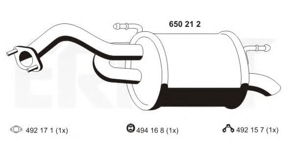 650212 Ernst Глушник вихлопних газів кінцевий для Chevrolet Matiz