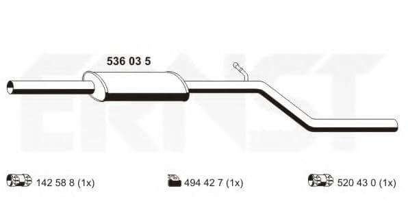 536035 Ernst Середній глушник вихлопних газів для Dacia Sandero