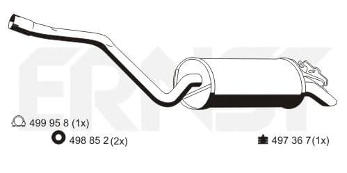 353373 Ernst Глушник вихлопних газів кінцевий для Mercedes 190