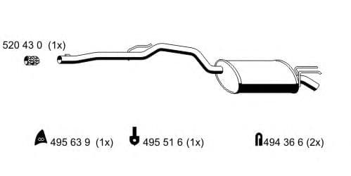 520058 Ernst Глушник вихлопних газів кінцевий для Renault Twingo