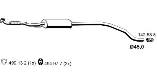012188 Ernst Середній глушник вихлопних газів для Opel Corsa