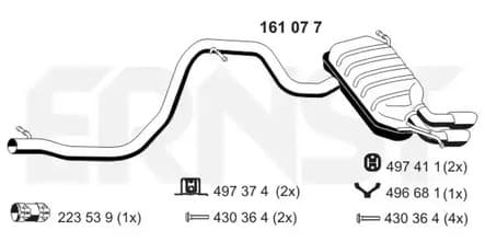 161077 Ernst Глушник вихлопних газів кінцевий для Volkswagen Tiguan