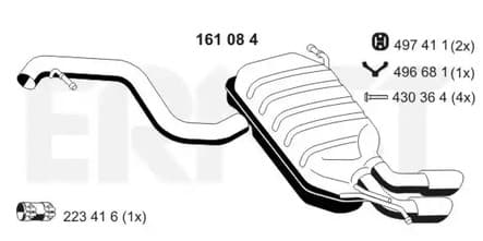 161084 Ernst Глушник вихлопних газів кінцевий для Volkswagen Tiguan