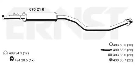 670210 Ernst Середній глушник вихлопних газів для Mazda 5