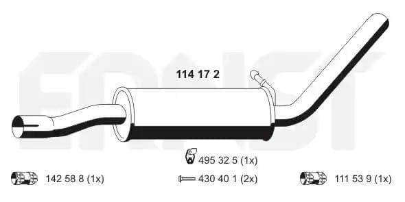 114172 Ernst Средний глушитель выхлопных газов