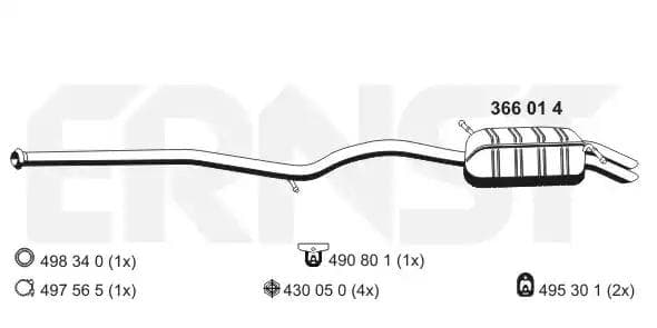 366014 Ernst Глушитель выхлопных газов конечный для Mercedes E-Class