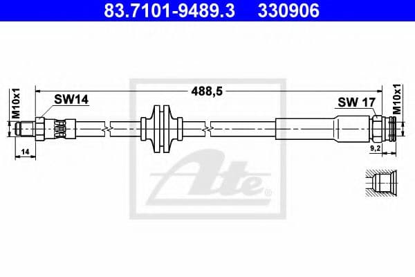 83.7101-9489.3 ATE Гальмівний шланг