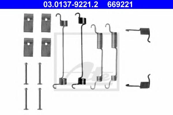 03.0137-9221.2 ATE Монтажный комплект барабанных тормозных колодок