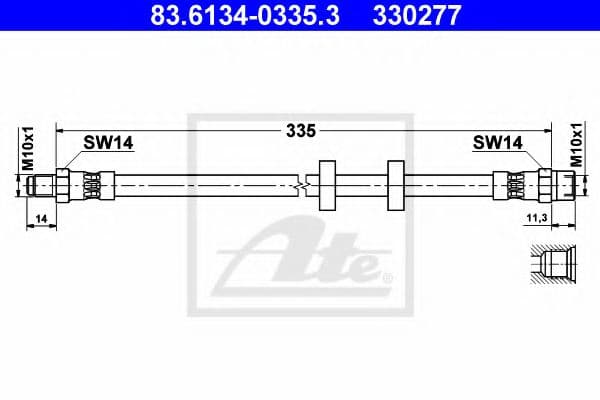 83.6134-0335.3 ATE Тормозной шланг