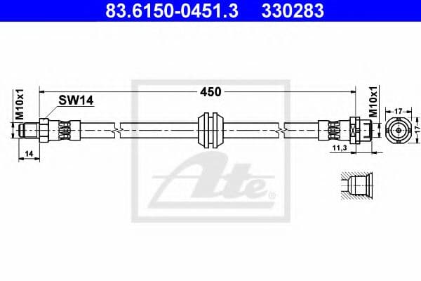 83.6150-0451.3 ATE Гальмівний шланг