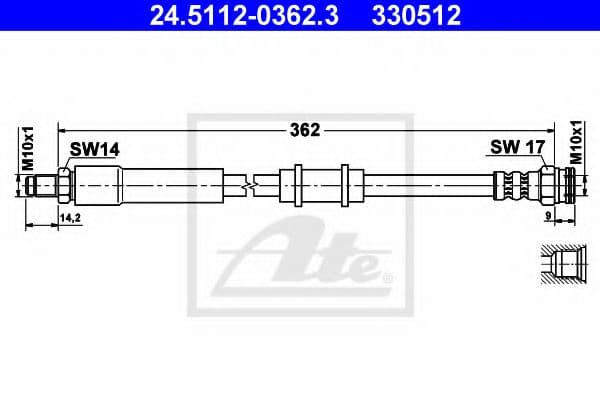 24.5112-0362.3 ATE Тормозной шланг