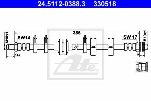 24.5112-0388.3 ATE Гальмівний шланг