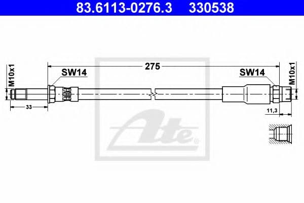 83.6113-0276.3 ATE Гальмівний шланг для BMW 5 Series