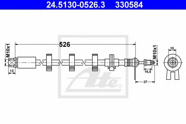 24.5130-0526.3 ATE Гальмівний шланг для Peugeot 406