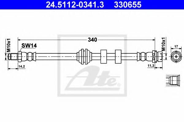 24.5112-0341.3 ATE Гальмівний шланг для Ford Focus