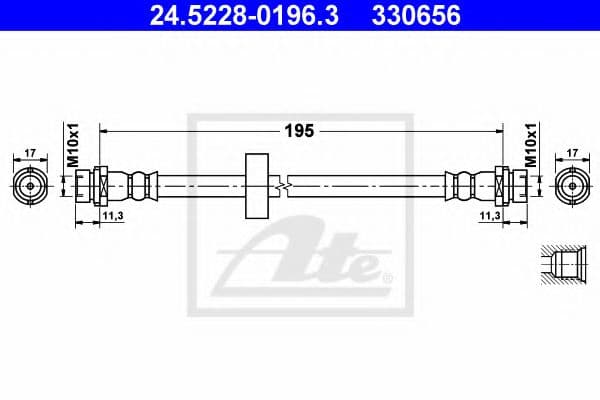 24.5228-0196.3 ATE Гальмівний шланг для Ford Focus