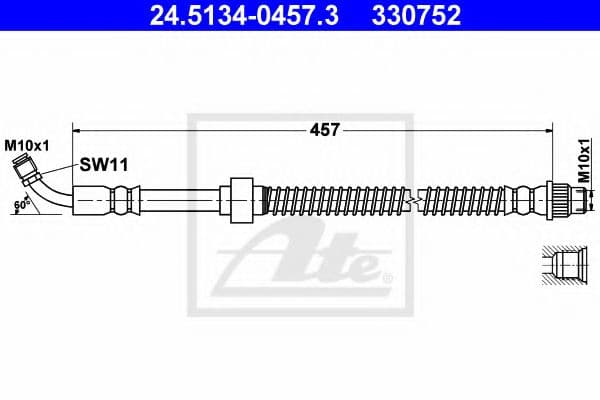 24.5134-0457.3 ATE Гальмівний шланг