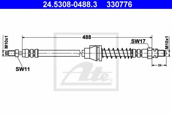 24.5308-0488.3 ATE Тормозной шланг для Ford Ka