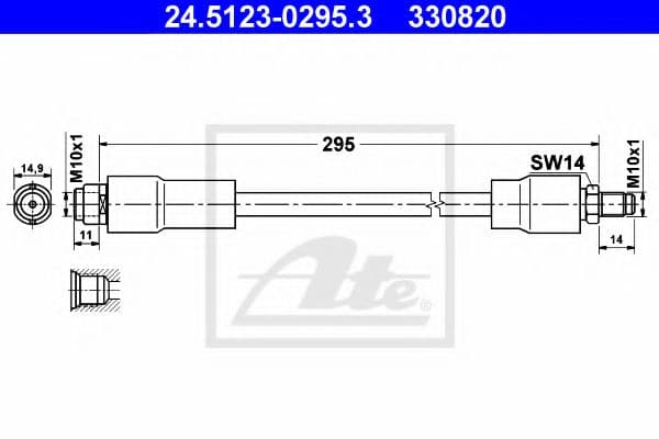 24.5123-0295.3 ATE Тормозной шланг для Mercedes Vaneo