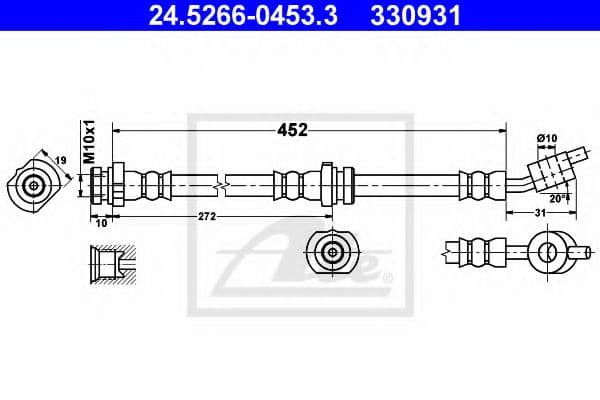 24.5266-0453.3 ATE Гальмівний шланг для Nissan Almera