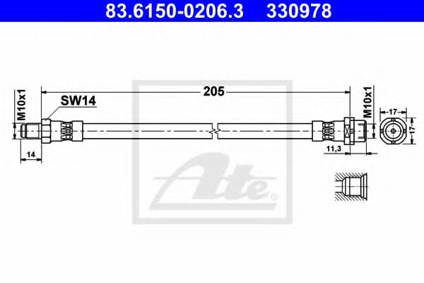 83.6150-0206.3 ATE Тормозной шланг для BMW Z Series
