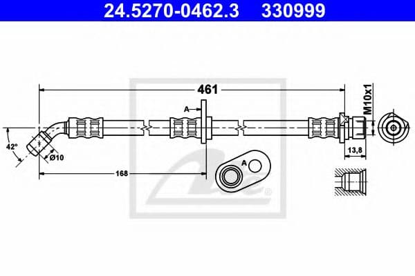 24.5270-0462.3 ATE Тормозной шланг для Honda Accord